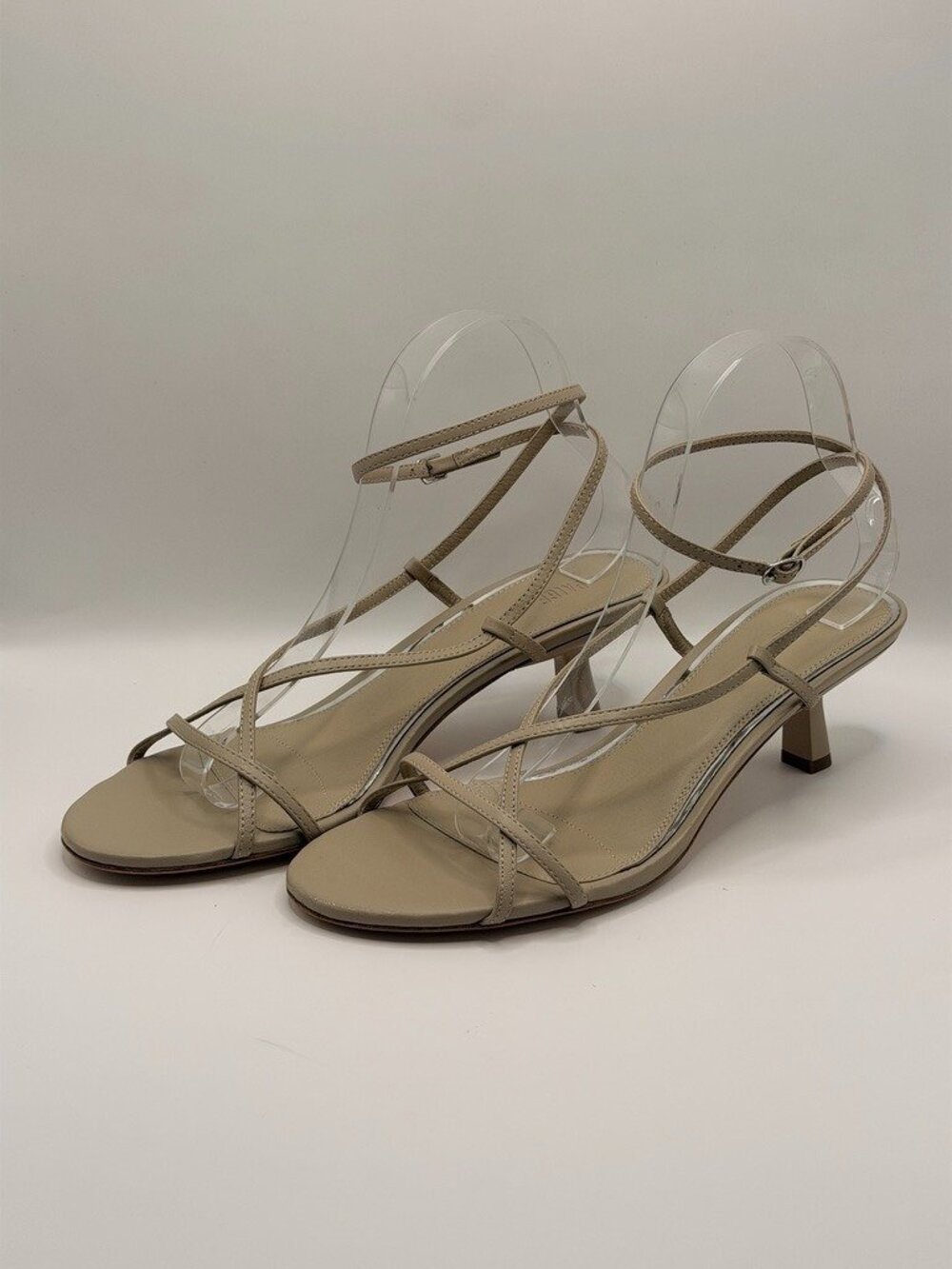 Paige Womens Emeline Light Tan Leather Strap aKitten Heel Sandal Sz 9